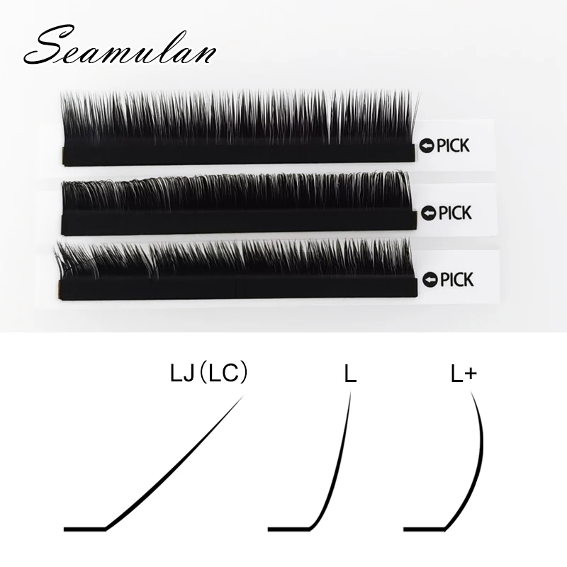 SEAMULAN L + LC LU M Индивидуальные завитые ресницы 8-13 мм микс натурального шелка норка