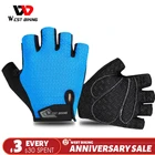 Перчатки велосипедные WEST BIKING мужскиеженские, Нескользящие дышащие митенки без пальцев, защита от пота, летние перчатки для Спортивного Велосипеда, велосипедные перчатки для MTB