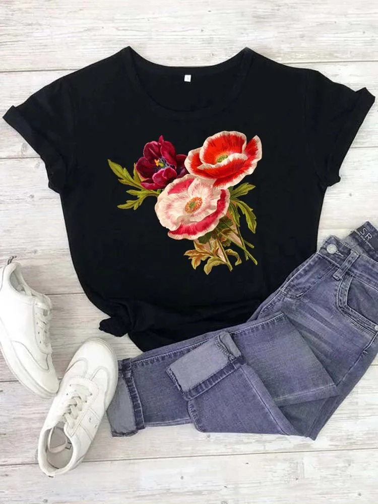 Maycaur Женская футболка новая Красная с принтом мака летняя коротким рукавом