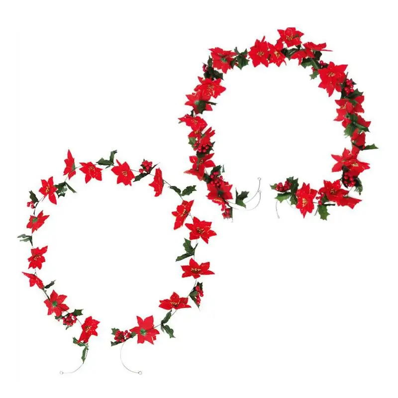 Гирлянда Пуансеттия Искусственная рождественская гирлянда Рождественская