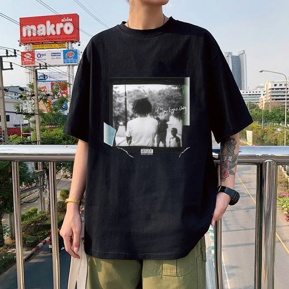 

Летняя Тонкая Повседневная свободная Мужская футболка Rapper J Cole - 4 Your Eyez с коротким рукавом, в стиле ретро, с принтом Харадзюку, 2022