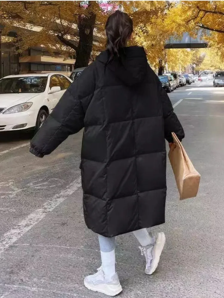 2022 Winter New  Padded Jacket Women Oversized Coat Korean Fashion Hoodie Loose Outerwear Mid-length Parkas
