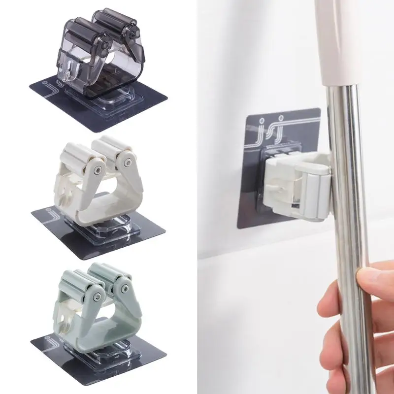 

Mop Broom Holder Wall Mount Hook Strong Grip Sweeper Gripper Umbrella Kitchen, Cleaning Sports Tool Hanger With Anti-skid Roller