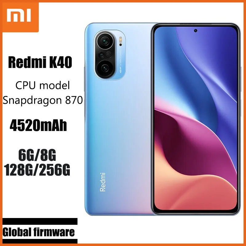 Original Xiaomi Redmi K40 6GB 128GB 5G Smartphone Snapdragon 870 Octa Core 6.67 120Hz E4 AMOLED display Global