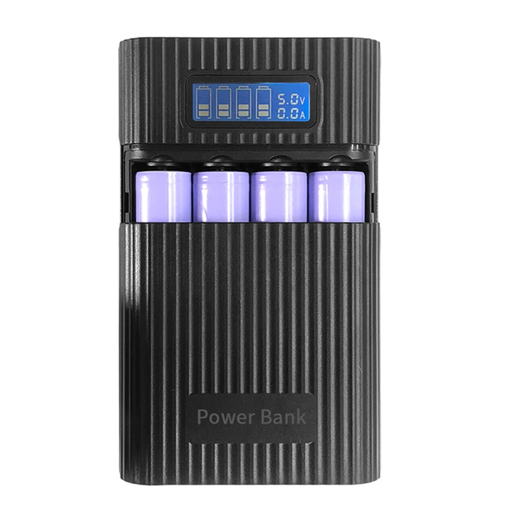 Portable 18650 4 Slot Power Bank Case Support 5V 2A Fast Charging, Dual USB Port Output and LCD Display for Mobile Phone/Tablet images - 6