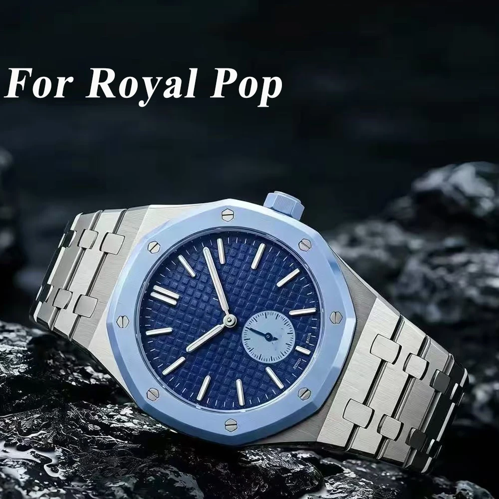 Фото Роскошный комплект для модификации часов Swatch X AP Royal POP: ремешок и корпус из нержавеющей стали, металлический браслет для преобразования карманных часов в наручные. №1
