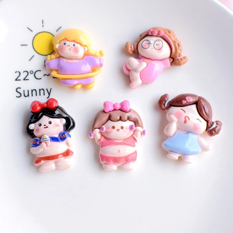 

10PCS Resin Cartoon Gymnastics Girl Self Adhesive Model Scrapbook Flatback 3D Figurine DIY Home Decor