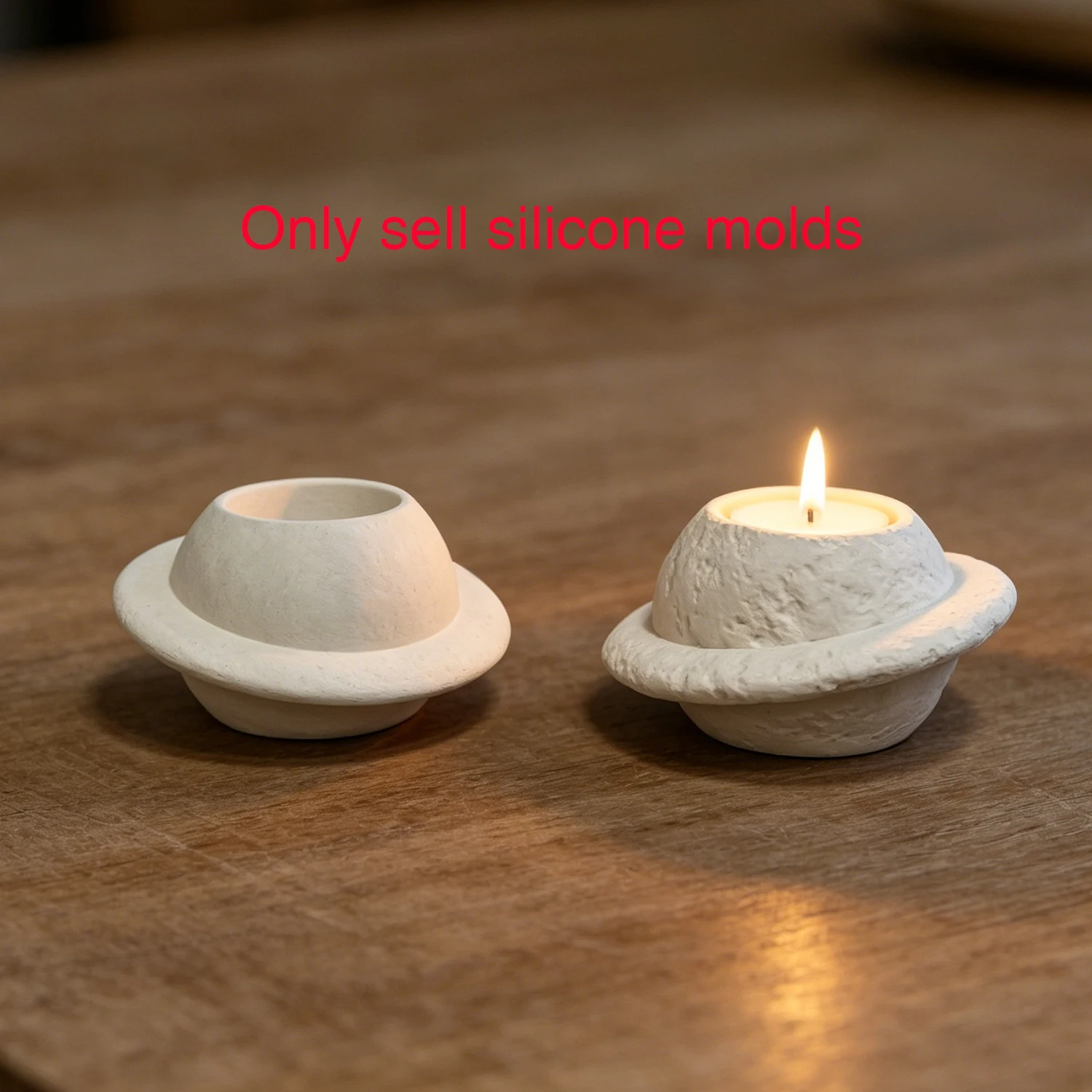 Фото Силиконовая форма для подсвечника в форме планеты - форма для чайных свечей, для бетона и гипса, современный декор для стола №1