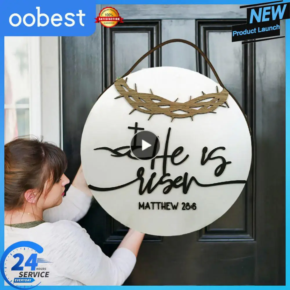 

Easter Hang Tag Wooden Easter Gift Easter Decoration Durable Door Hanging Sign Wall Door Decoration He Is Risen No Odor