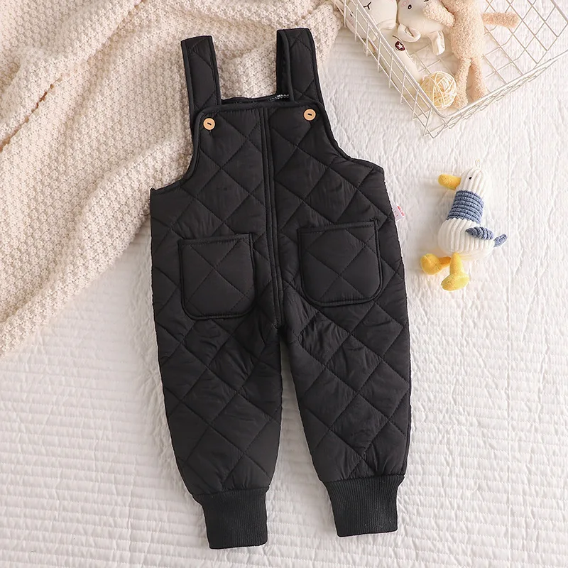 Детский хлопковый комбинезон однотонный с карманами для мальчиков и девочек