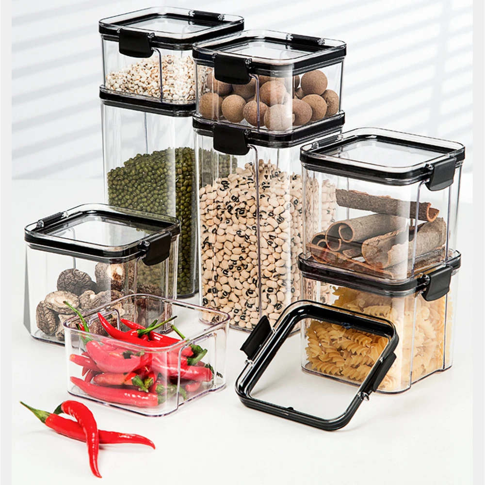 

460-1800ml Sets Stackable Kitchen Sealed Jar Plastic Food Storage Box Multigrain Tank Bottle Dried Fruit Tea Storage Containers