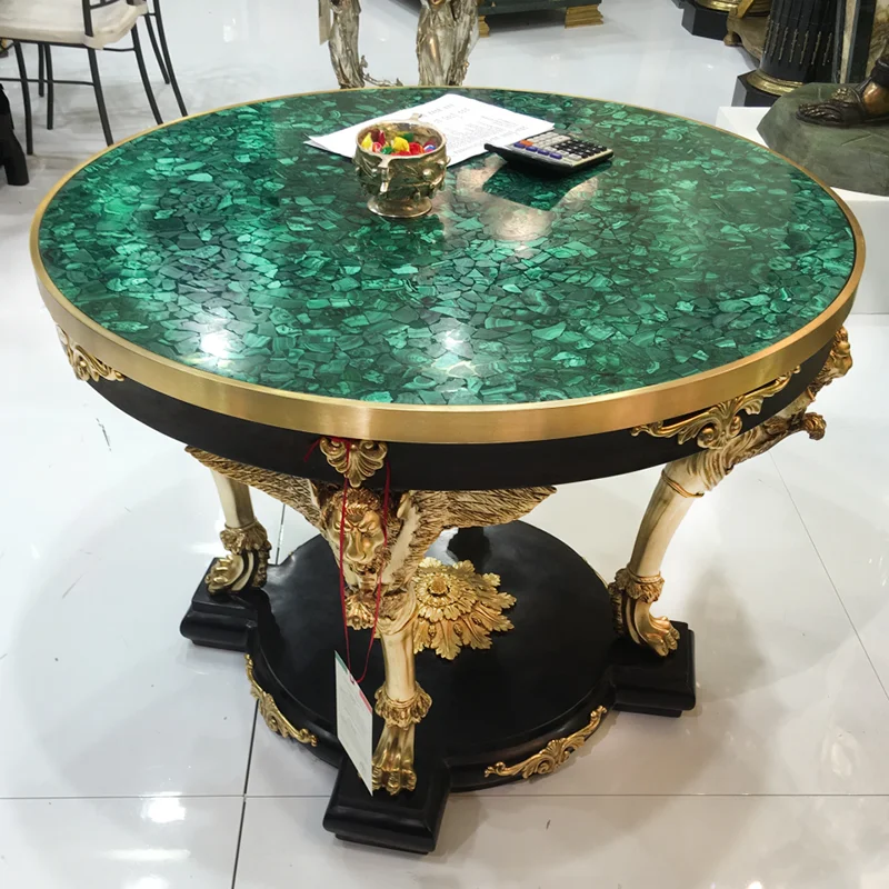 

Round Natural Stone Green Malachite Coffee Table,Stone Table Malachite,Green Malachite Table for Living room furniture