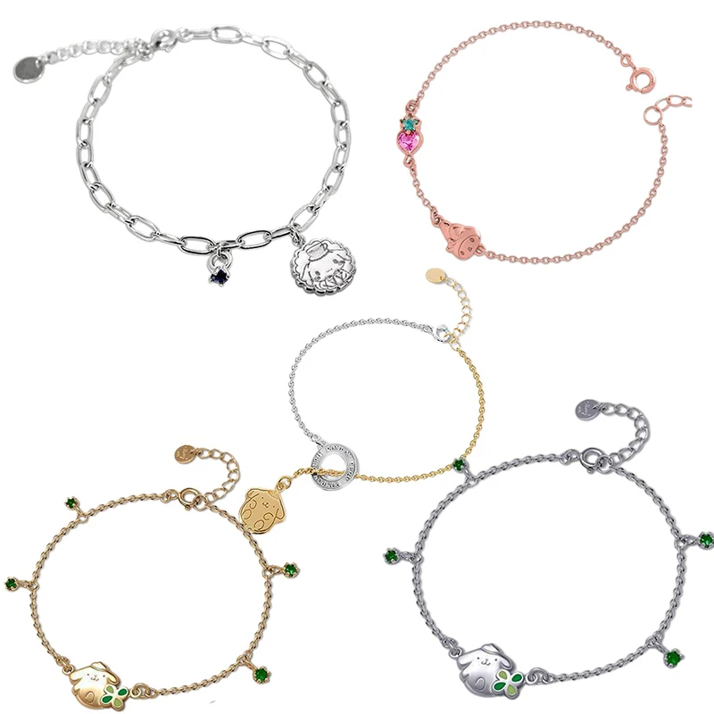 

Kawaii Sanrio Cinnamorol Onpompurin браслет из стерлингового серебра милая девушка ювелирные изделия лучшие друзья пары подарок на день рождения