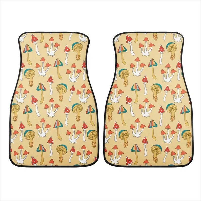Винтажные автомобильные коврики в стиле хиппи с грибами — ретро-фургон