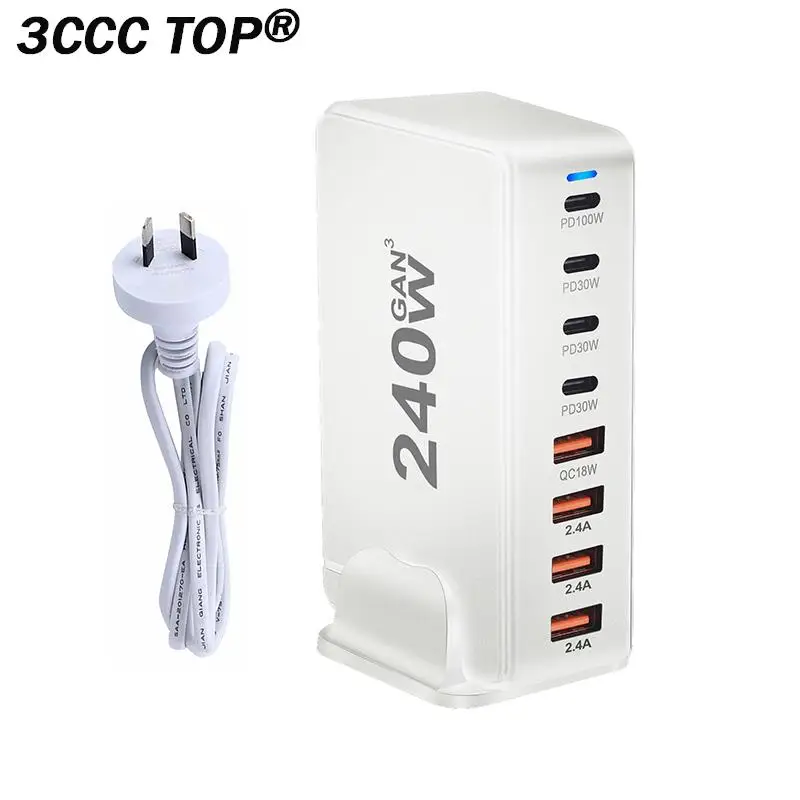 Зарядное устройство PD GaN на 8 портов, 240 Вт, 268 Вт, быстрая зарядка PD3.0 QC3.0 для MacBook Pro/Air iPad iPhone 15 14 13 Pro Max для Samsung