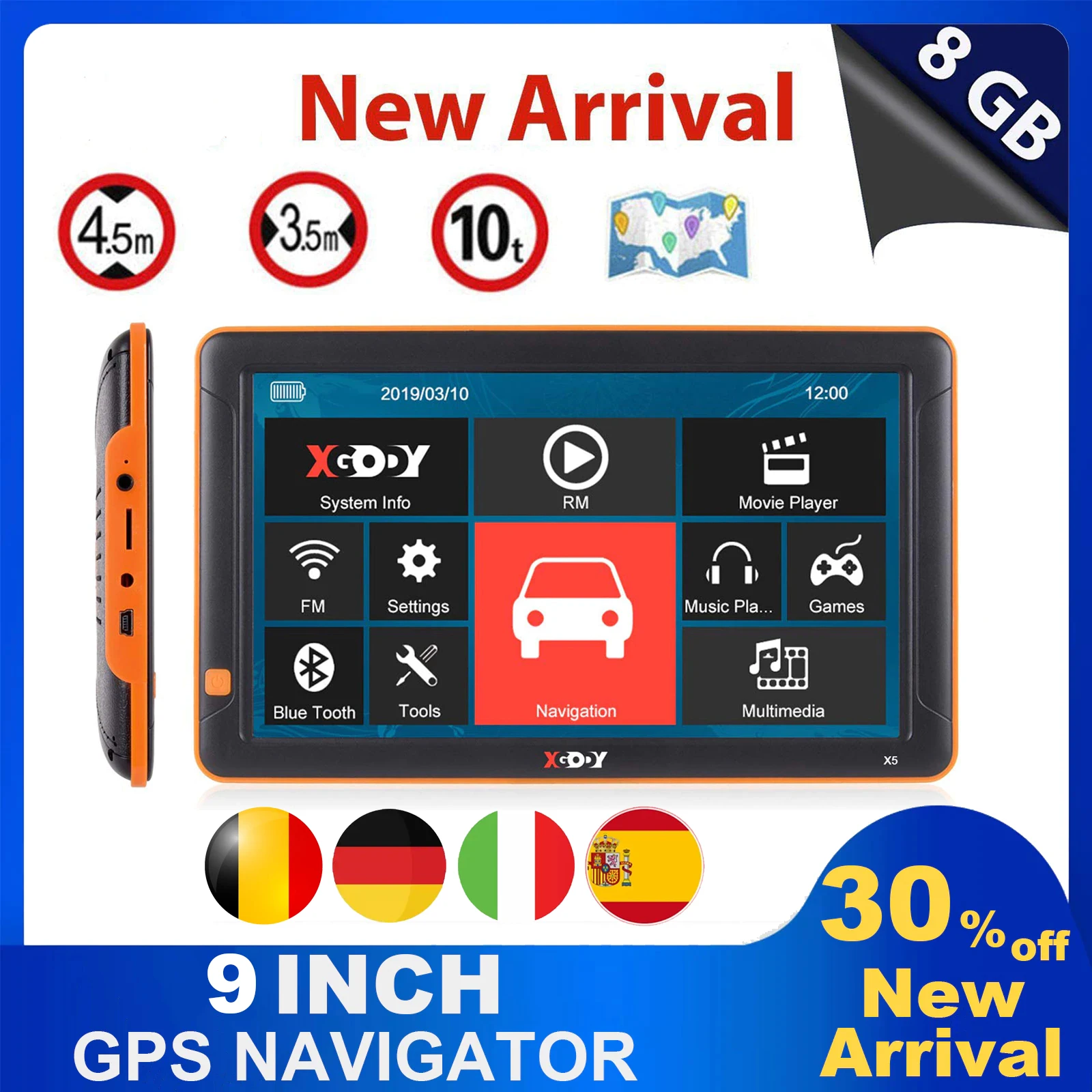 

Портативный автомобильный GPS-навигатор XGODY, 5-дюймовый HD сенсорный экран, навигатор 256 МБ + 8 Гб, GPS для профессиональных грузовиков, Карта Евро...