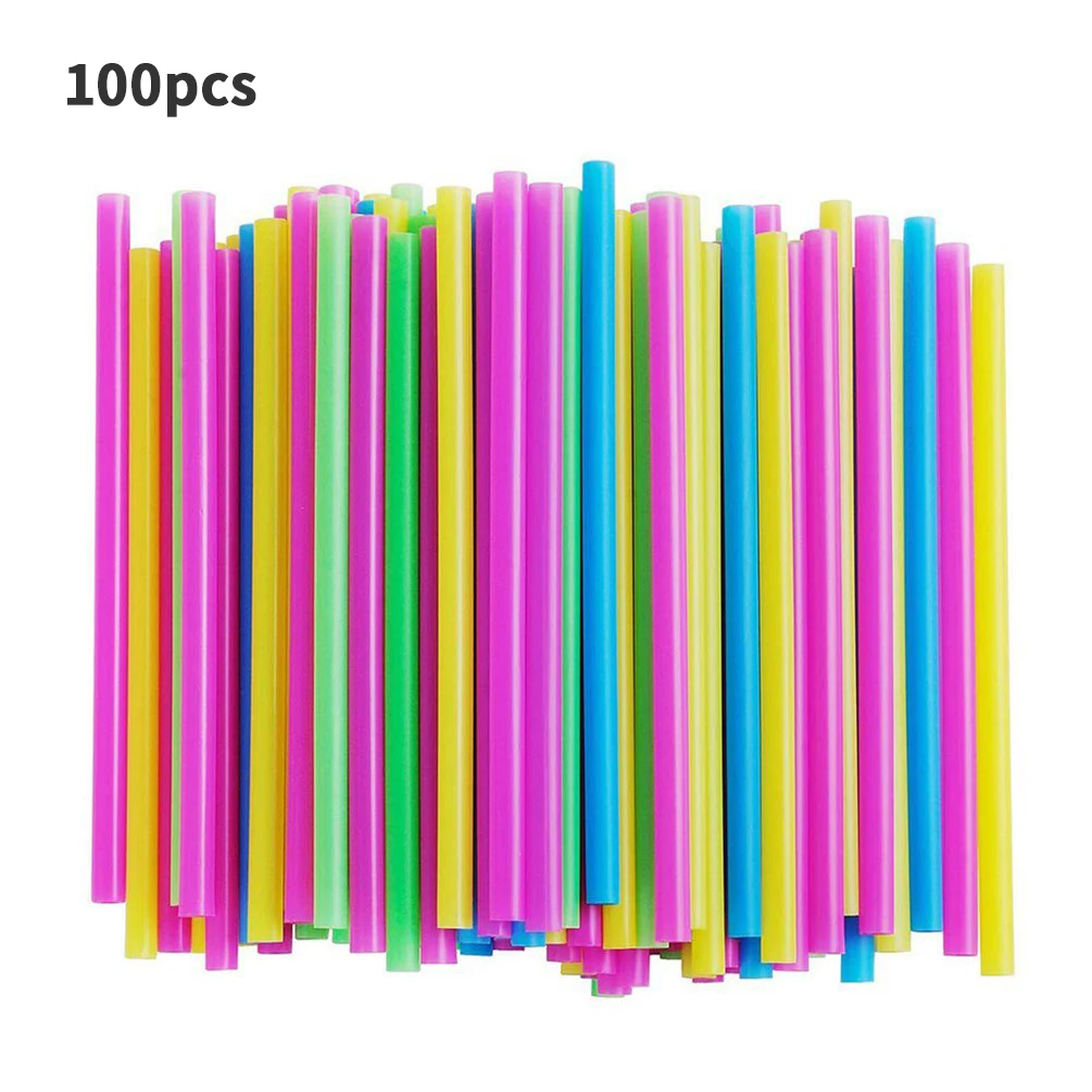

100Pcs Multicolor Disposable Straws Straight Tube Drinking Straw Cocktails Milkshake Smoothie Juice Plastic Straw Party Supplies