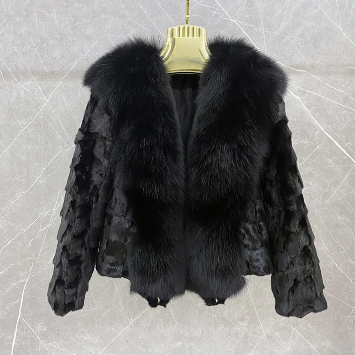 2022 New Real Mink Fur Coat Women Winter Thick Natural Mink Fur Jacket With Large Fox Fur Collar Female Fashion Warm Overcoat