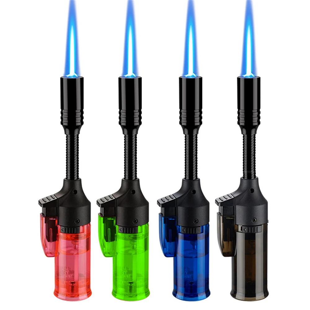 

Refillable Butane Gas Lighter Torch Adjustable Flame Lighter Kitchen Ignition Gun Cooking BBQ Tool Rotate Hose Windproof Lighter