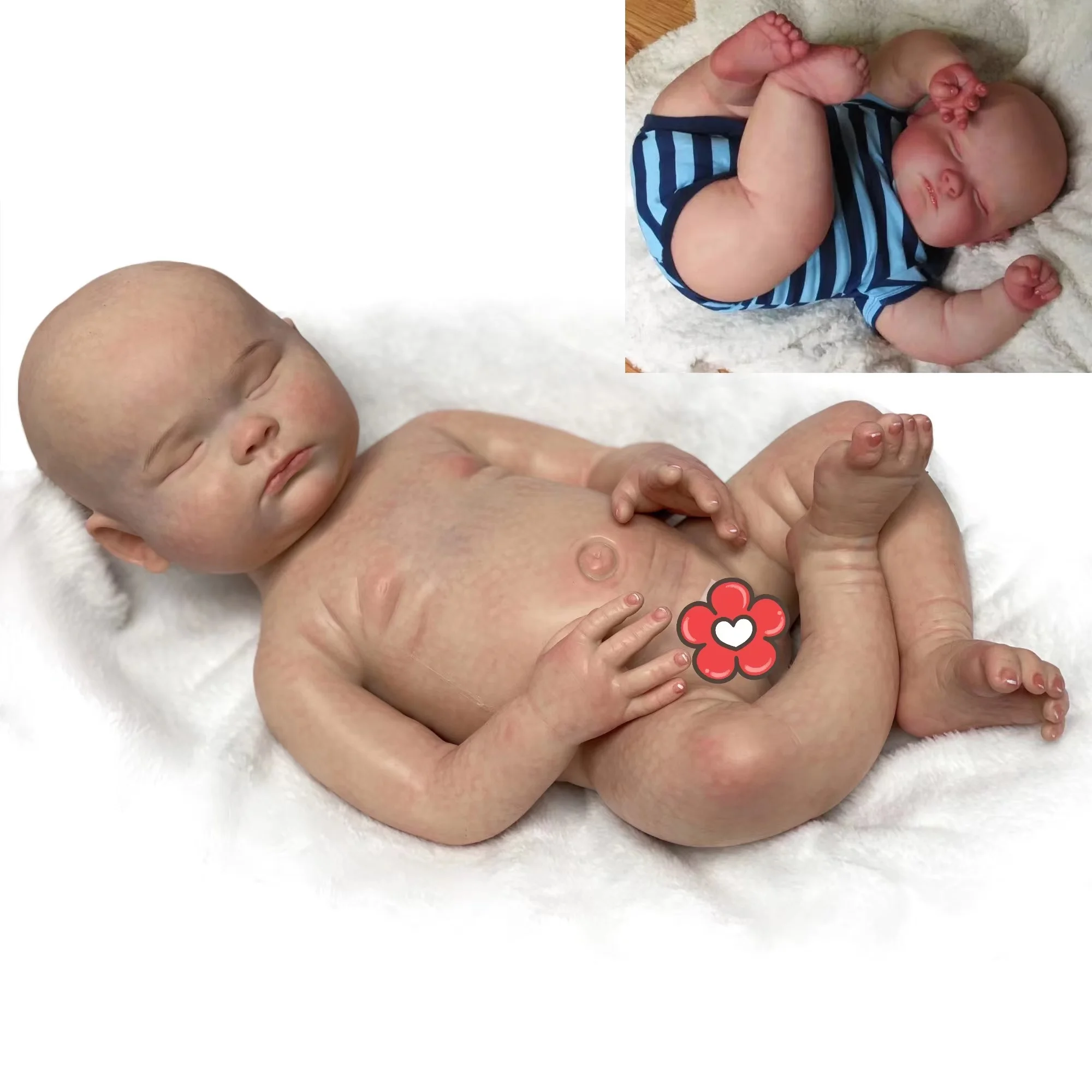 

45CM Joseph Full Solid Silicone Reborn Dolls Handmade Painted Lifelike Baby Reborn Doll DIY Doll Kits Corpo De Silicone Inteiro