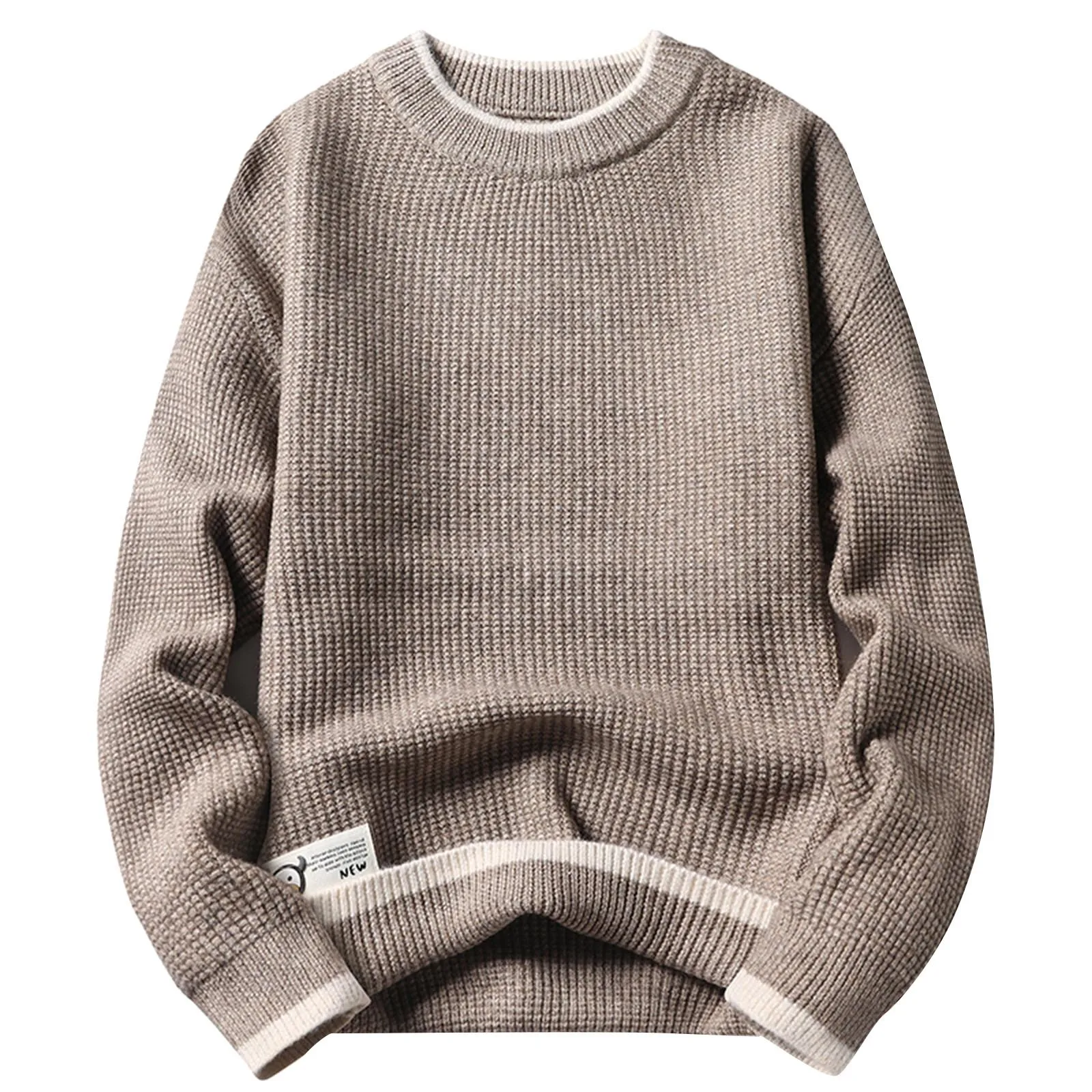 

Autumn And Winter Pullovers Men Casual Round Neck Splice Soild Color Warm Long Sleeve Vacation Outdoor Knitted Sweater Male 4
