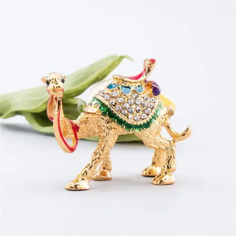 Украшение H & D с кристаллами верблюда, золотые эмалевые статуи верблюда, искусственное животное