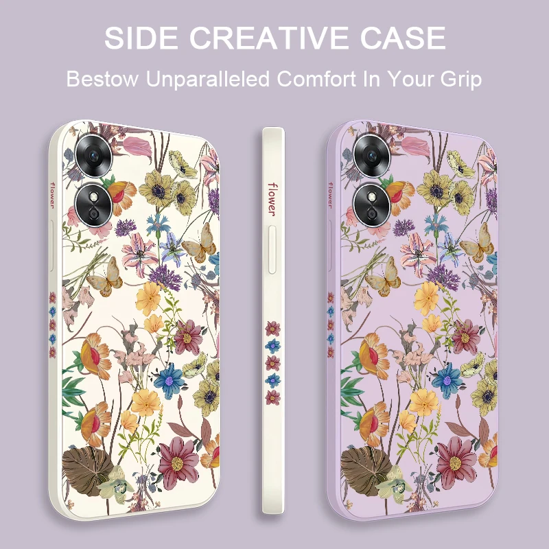 Чехол Showy Butterfly Flowers для OPPO A17 A16E A16K A16S A16 A15 A15S A12E A12S A12 A11K A11X A11S A11 Мягкий силиконовый