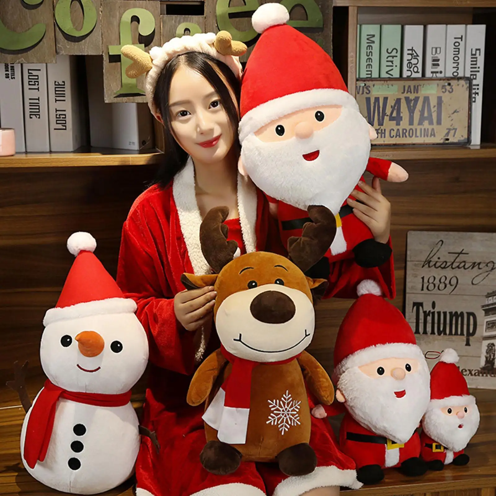 

23 см, мультяшный Санта-Клаус, плюшевая игрушка, мягкая лось, снеговик, подушка в виде животного, детский Декор на день рождения, W5N8