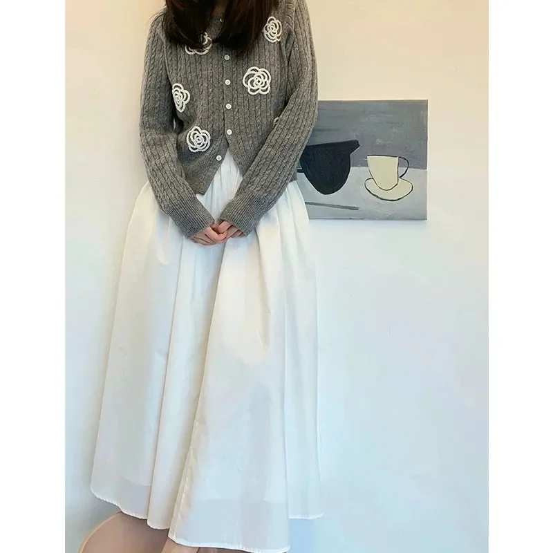 Осенний Женский Белый Розовый Серый кардиган свитер