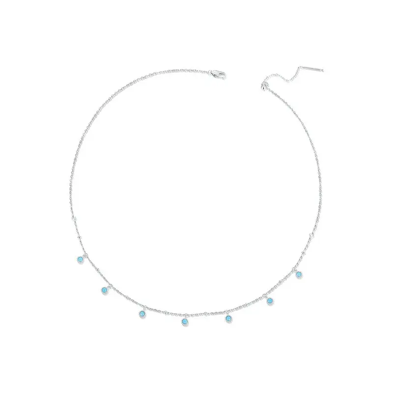 Женское колье из серебра 925 пробы с бирюзовым кулоном