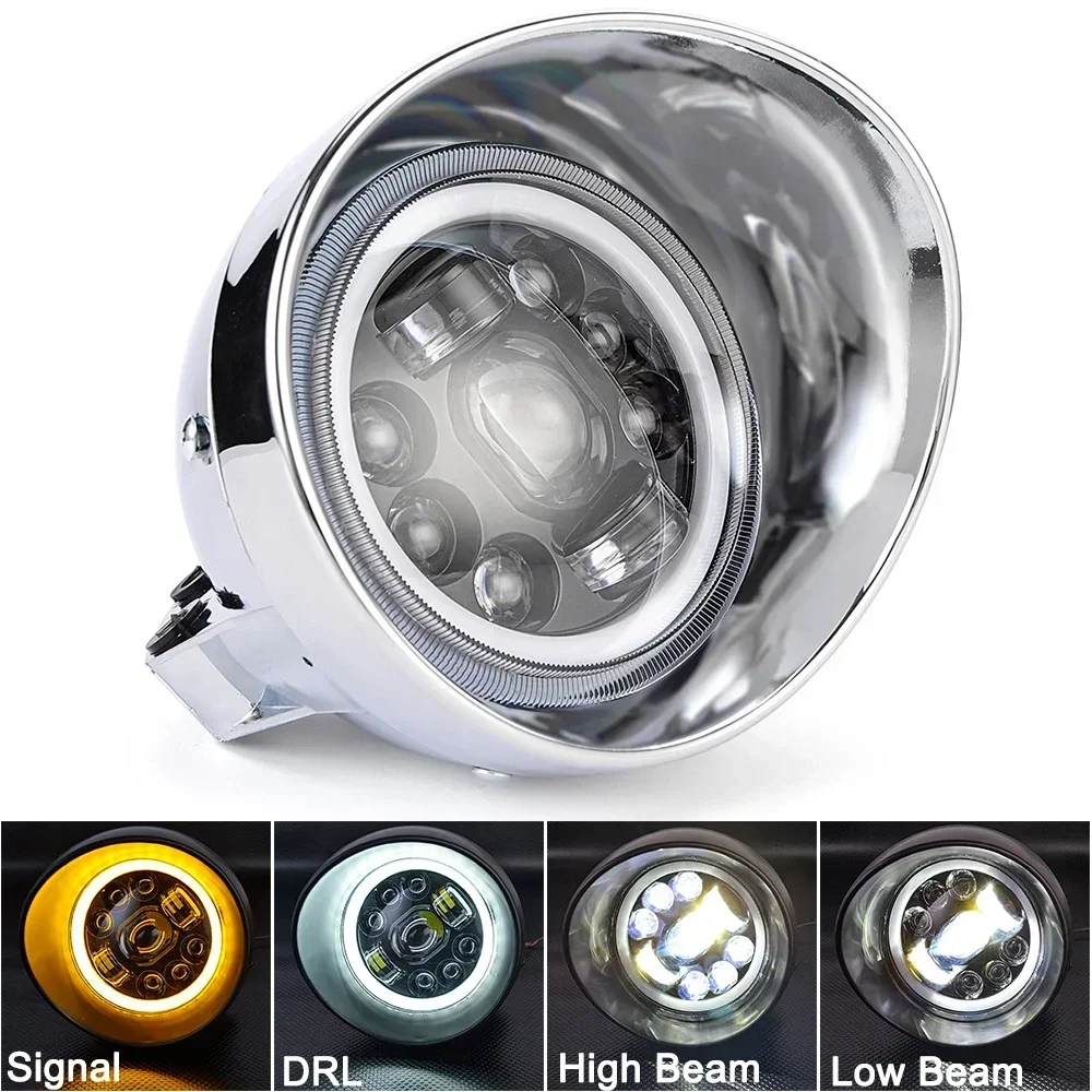 

5,75-дюймовая фара для мотоцикла, указатель поворота для Harley Cafe Racer, применение для Honda Shadow VTX 1300 1800 VT 600 750