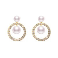 simple creative rhinestone pearl drop geometric earrings vintage ear jewelry for women