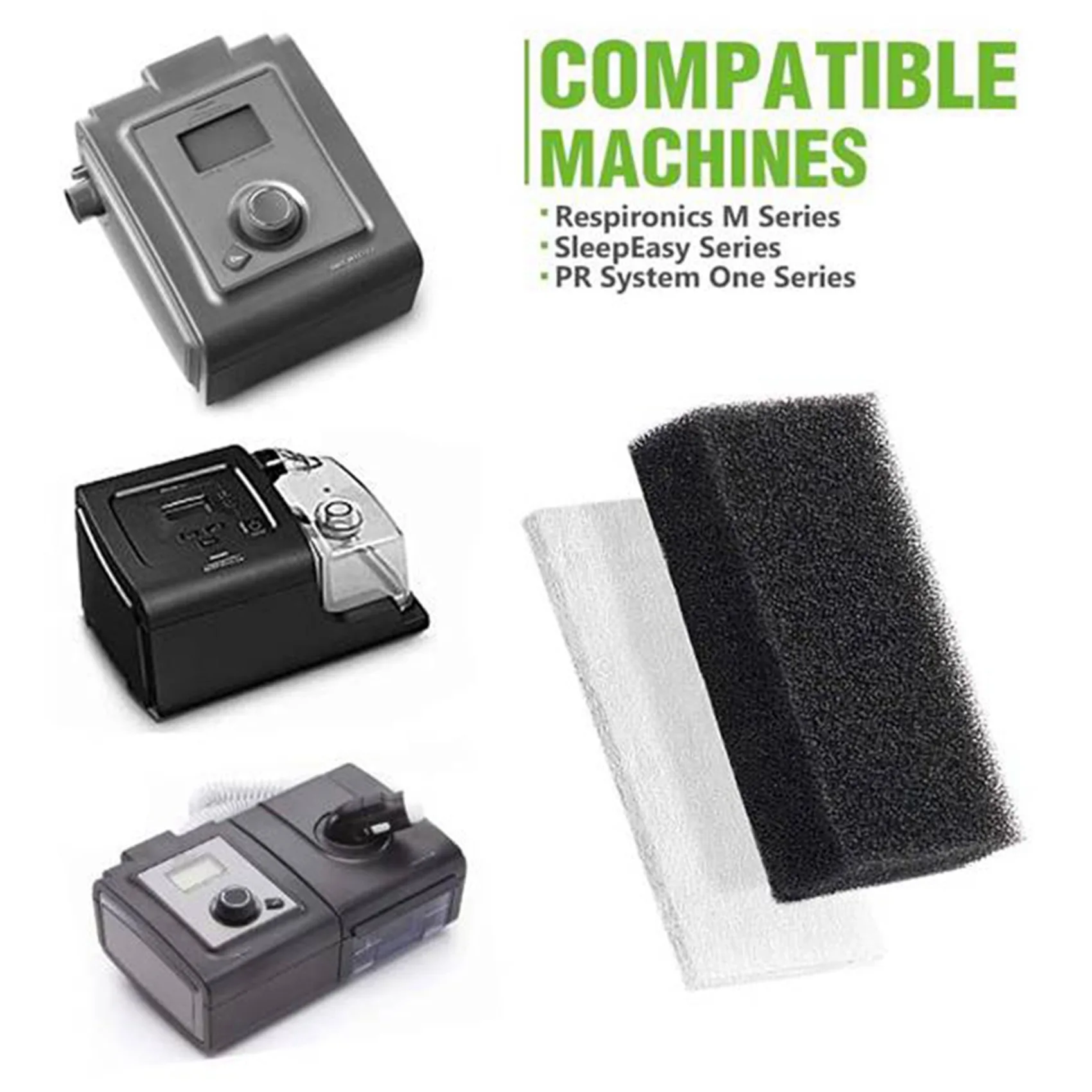 Фото Фильтры CPAP B83B-60PCS для Respironics: пенополиуретановые фильтры премиум-класса и ультратонкие фильтры для серии Respironics M №2