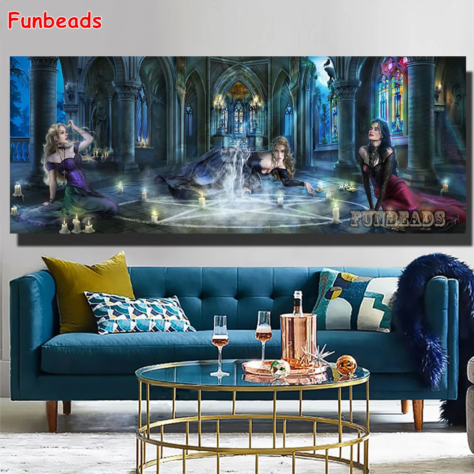 Абстрактная картина из трех готических страз для женщин полноразмерная/круглая