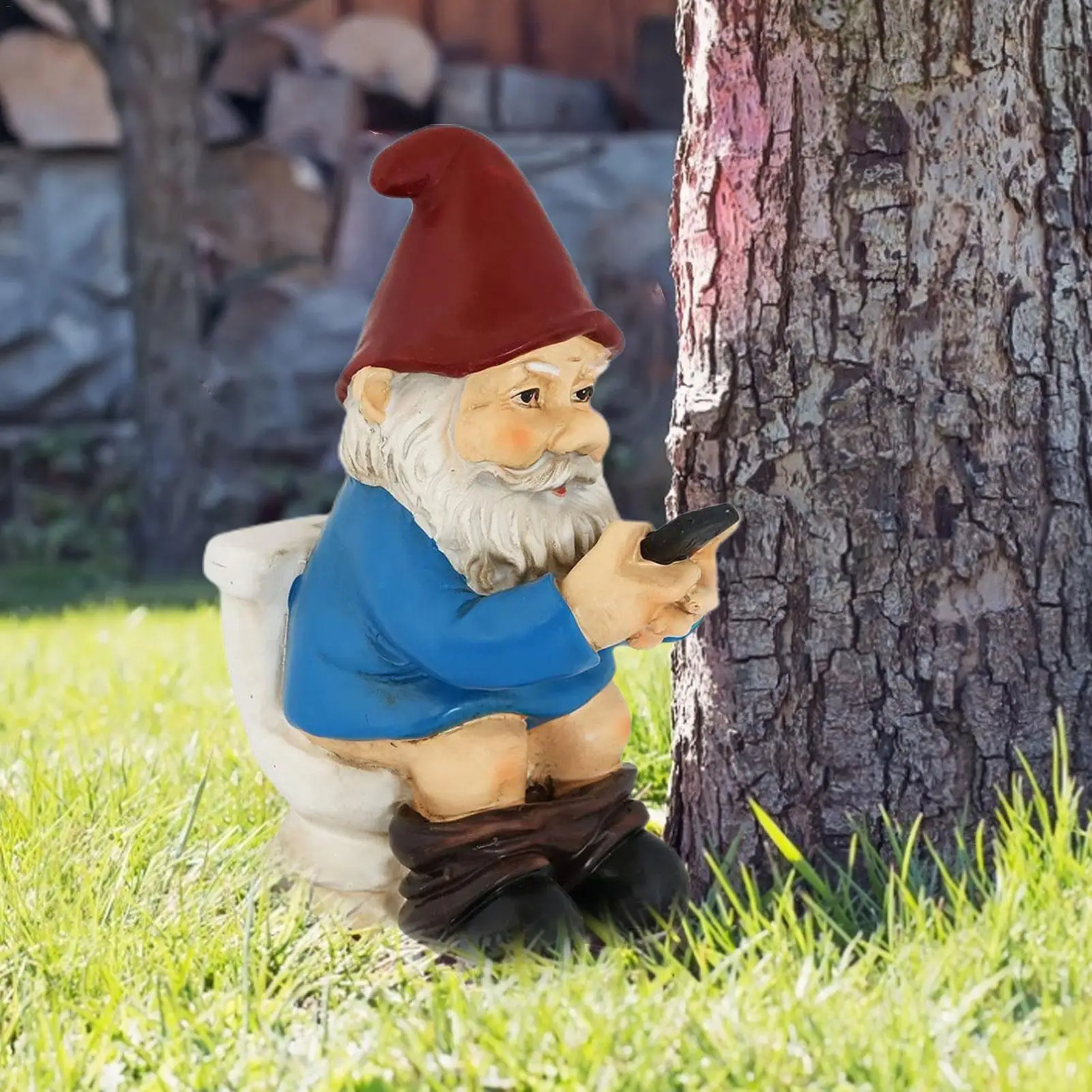 

Funny Garden Gnomes | Resin Gnome Statues on a Throne | Outdoor Figurine Ornament, Makes a Great Gag Gift, 5.1 Inches Tall