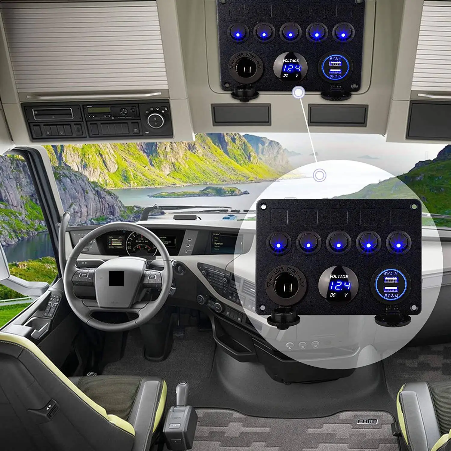 Зарядное устройство с двумя USB-розетками светодиодный вольтметр розетка 12 В