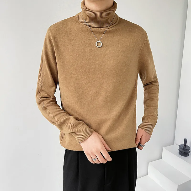 

Winter High Neck Sweater Men Slim Fit Warm Solid Knitted Pullover Men Korean Long Sleeve Sweater Mens Jumper Clothes M-3XL