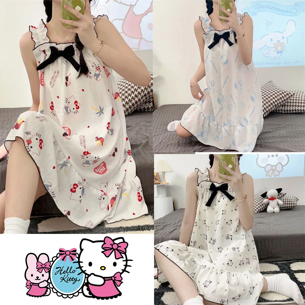 

Женская ночная рубашка, летняя Хлопковая пижама средней длины