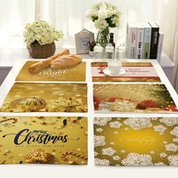 golden snowflake christmas placemat heat insulation cotton linen table mats christmas decoration for home dining bowl place pads