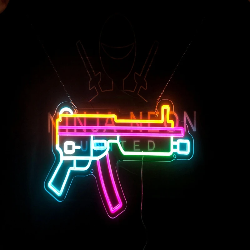 Customized Gun Neon Signs Led   Light for Bar Pub Club Home Wall Hanging Flex Neon Lights Wedding Home Party Decor