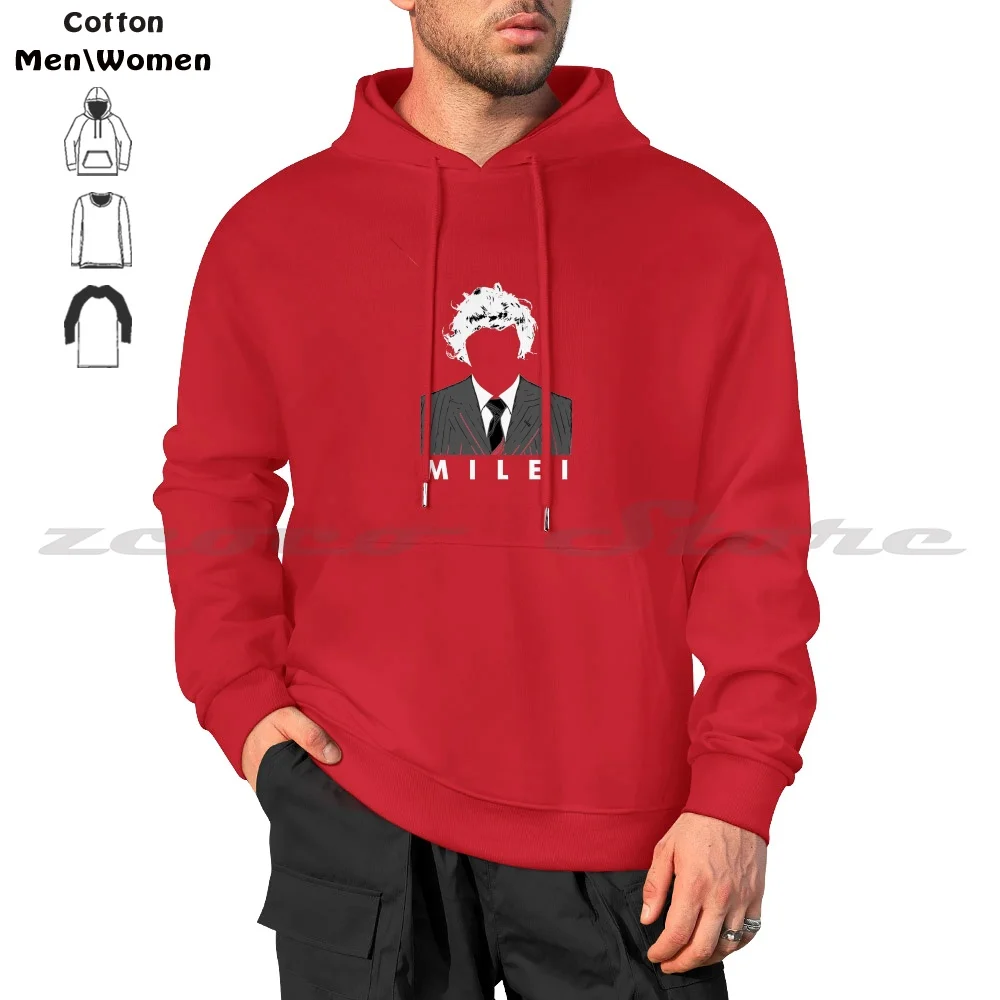 Белая Модная хлопковая толстовка Milei для мужчин и женщин с капюшоном белая