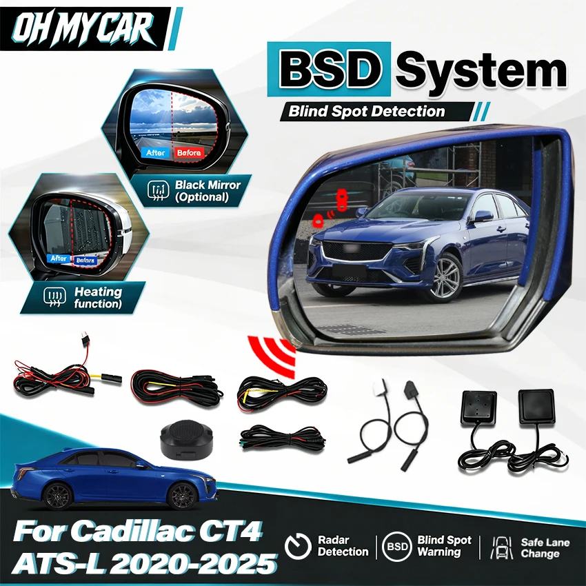 Фото Система обнаружения слепых зон BSD 24 ГГц, монитор слепых зон, предупреждение о смене полосы движения RCTA для Cadillac CT4 ATS-L 2020-2025, система безопасности автомобиля №1