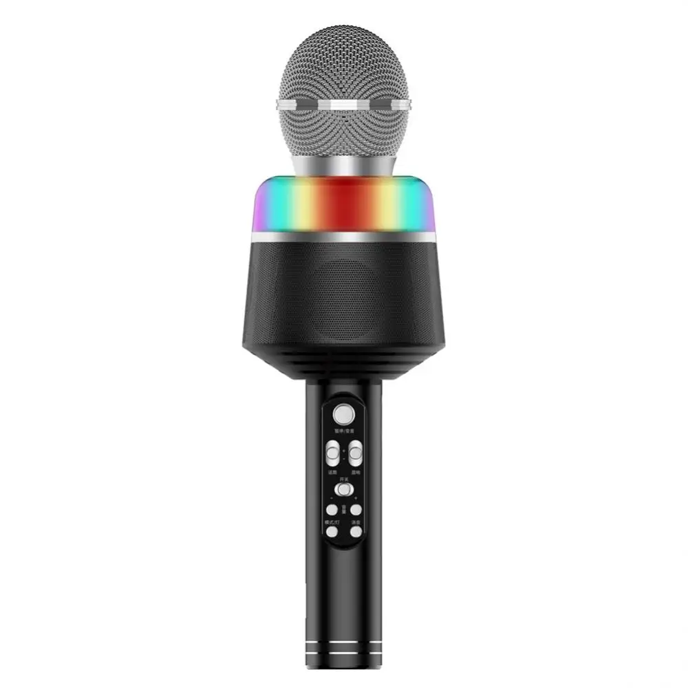 

Wireless Bluetooth Mic Speaker Bluetooth-compatible Karaoke Microphone With Led Light Function 2-in-1 Support Tf Card 1200mah