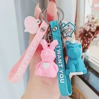 3d faceted silicone animal keychains for men car keys women bag decoration cartoon card storage key chain valentines day gifts