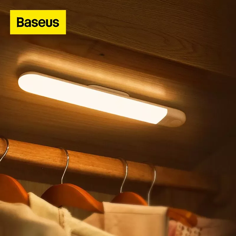 

Baseus LED Wardrobe Light PIR Motion Sensor Light USB Rechargeable Night Light LED Night Lamp Magnet Wall Light Warm White Light