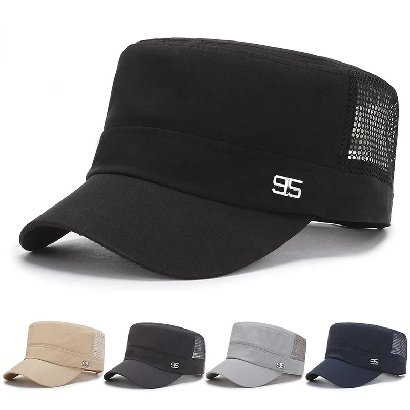 

Cadet Army Cap Basic Everyday Military Style Hat Men's Cotton Army Cap Flat Top Adjustable Classic Baseball Cap