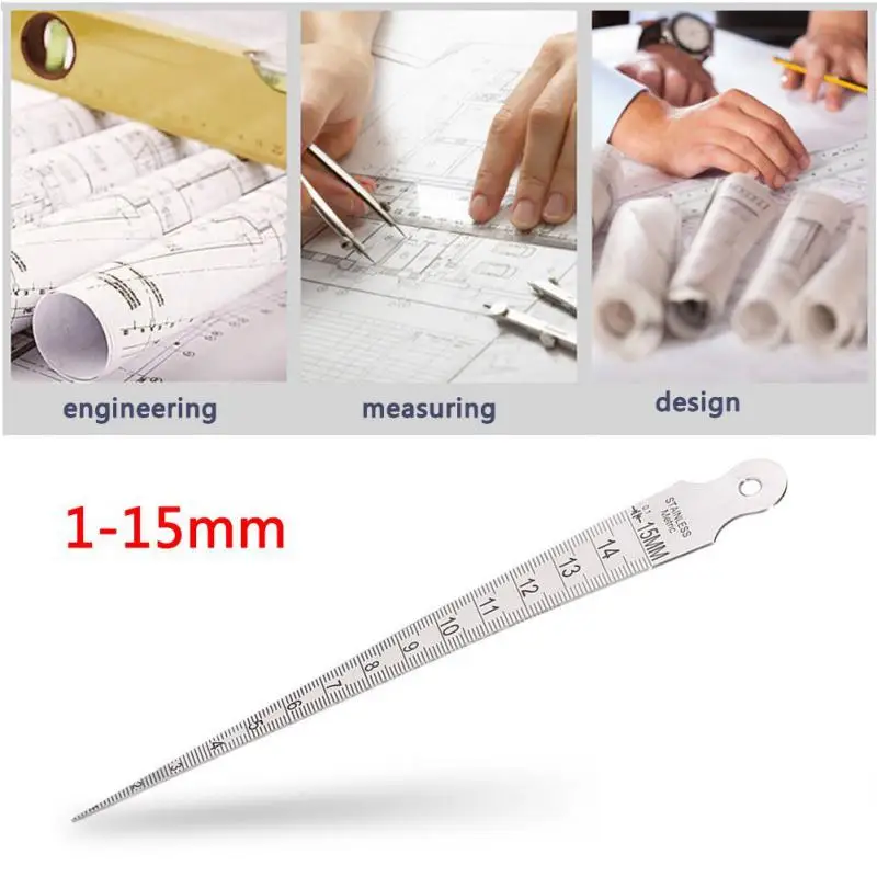 

1-15 мм клиновидный щуп отверстие конусный измеритель линейка из нержавеющей стали для сварки инструмент для проверки конуса метрический имперский измерительный инструмент