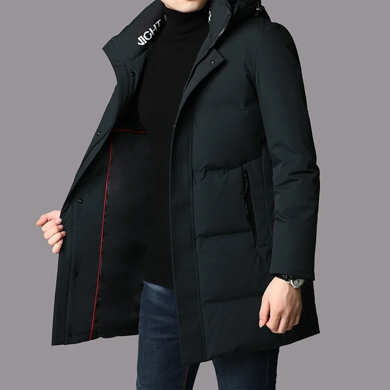 Дизайнерская одежда мужская Роскошная длинная пуховая куртка с капюшоном