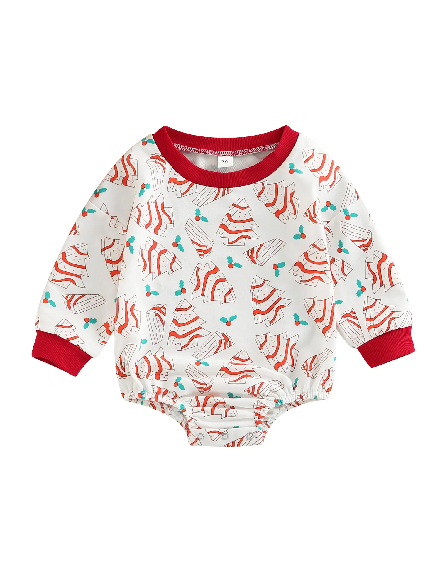 

Infant Baby Boy Girl Christmas Long Sleeve Romper Tree Print Sweatshirts Playsuit Xmas Pullover Fall Winter Clothes