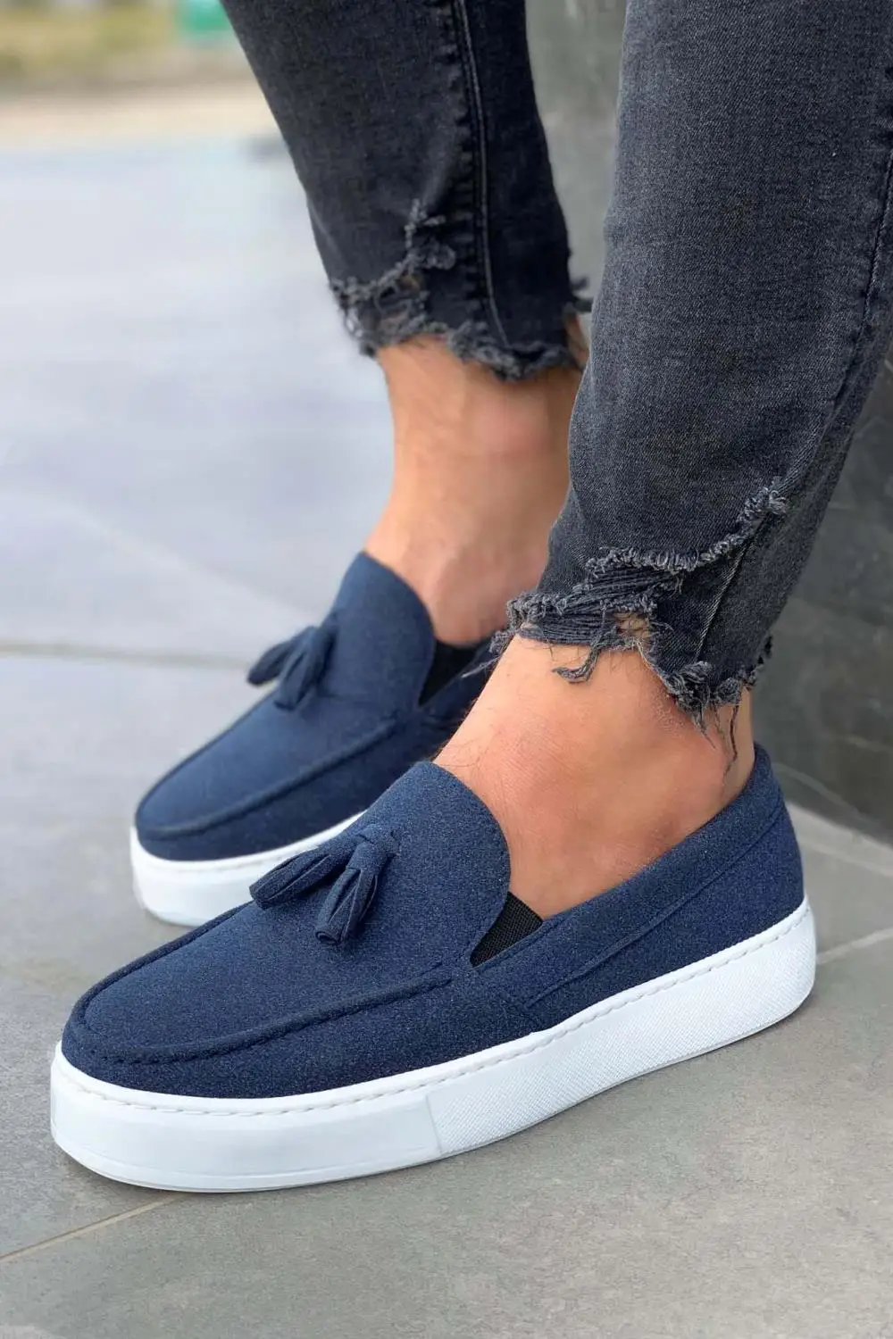 

KNACK Blue Daily Sneakers for Men 717 White Bottom Suede Rubber Slip-on Fall & Spring Casual Comfortable Outdoor Sneaker Gel Venus Footwear Fast and Free Shipping High Quality Fabric New Season Fashion Trendy 2021